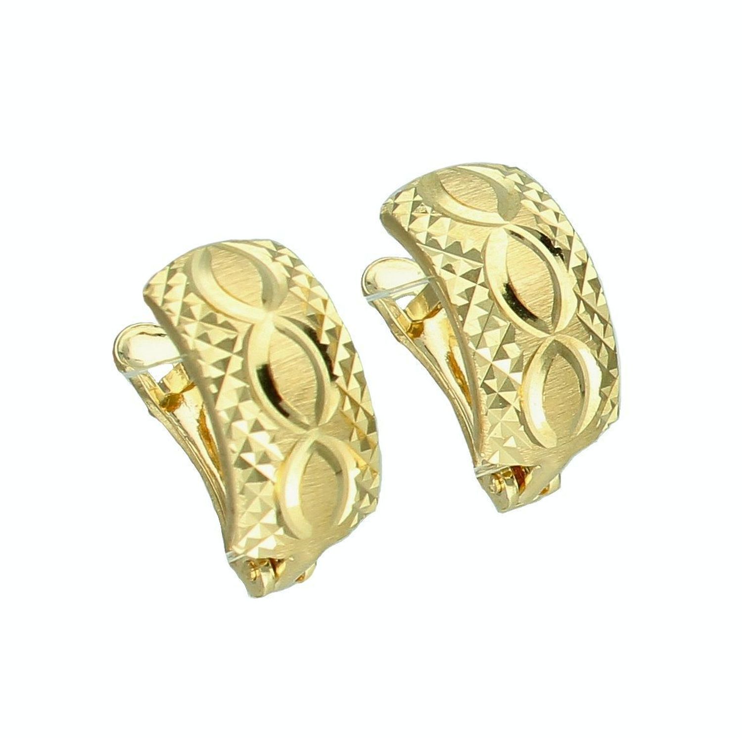 Złote kolczyki damskie 585 diamentowana powierzchnia KL 9789.jpg